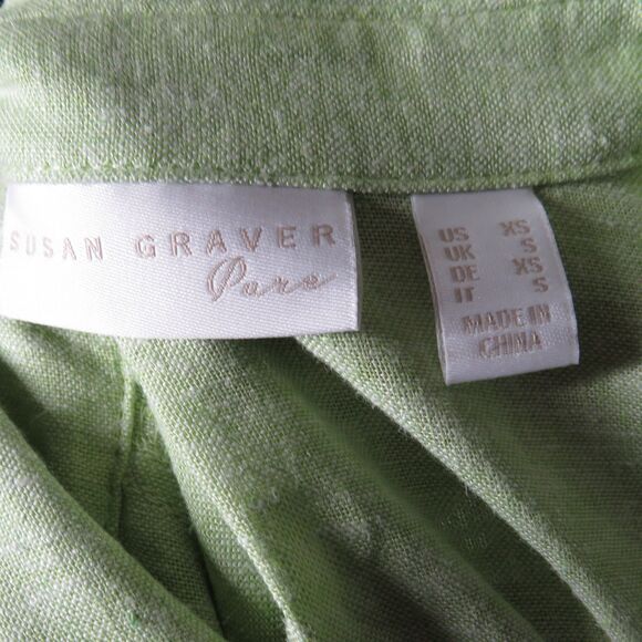 Susan Graver Linen Blend Oversized Fit Button Up Tunic Shirt Pale Green Size XS - Picture 8 of 11
